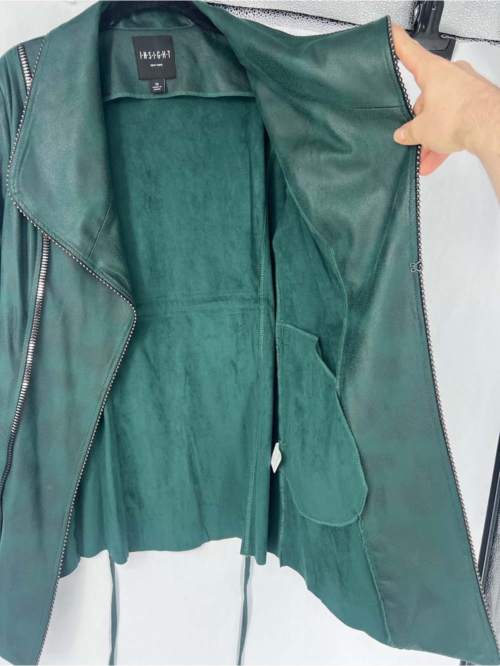 INSIGHT Forest Green Faux Leather Moto blazer - Picture 13 of 14